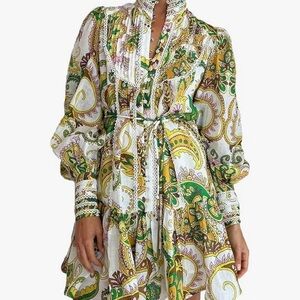 Womens button Up Lantern Sleeve Dress